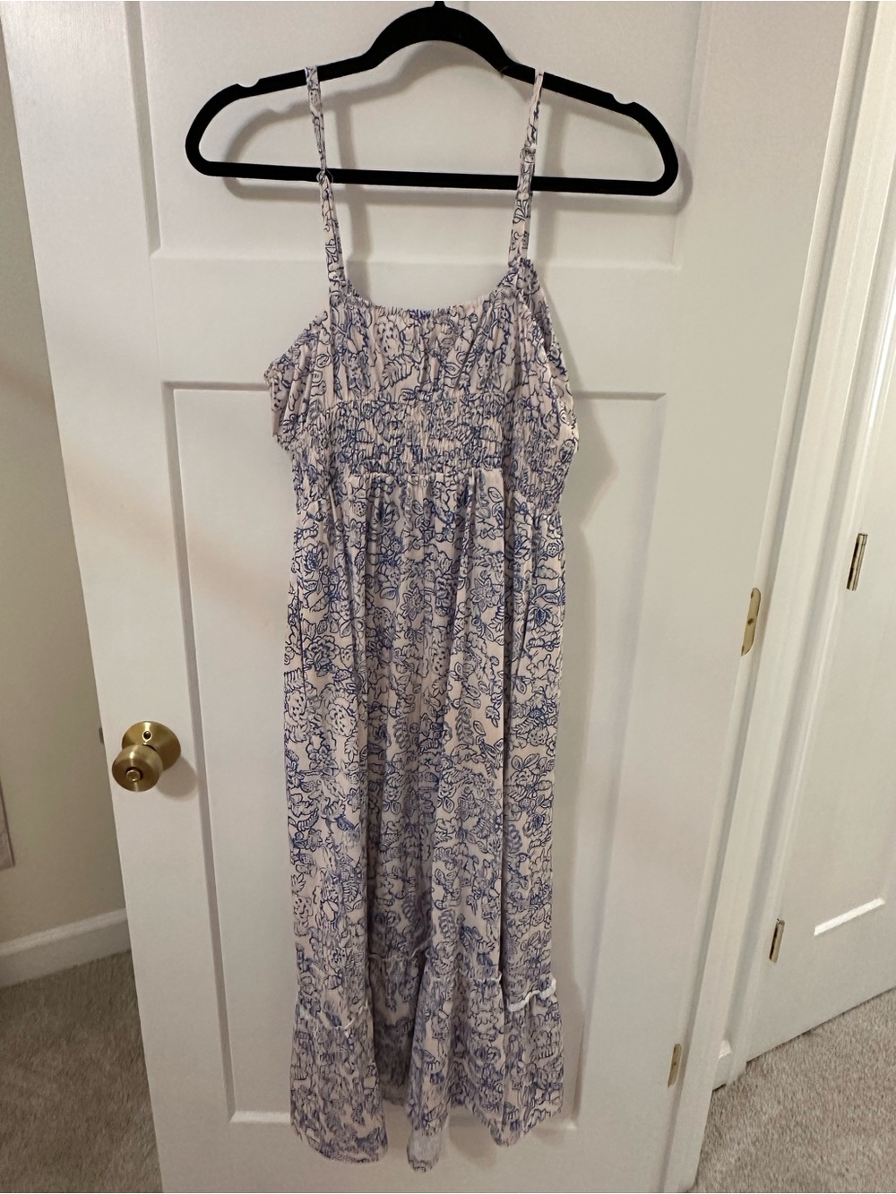 Blue Floral Smocked Waist Sundress - Women - Picture 2 of 4
